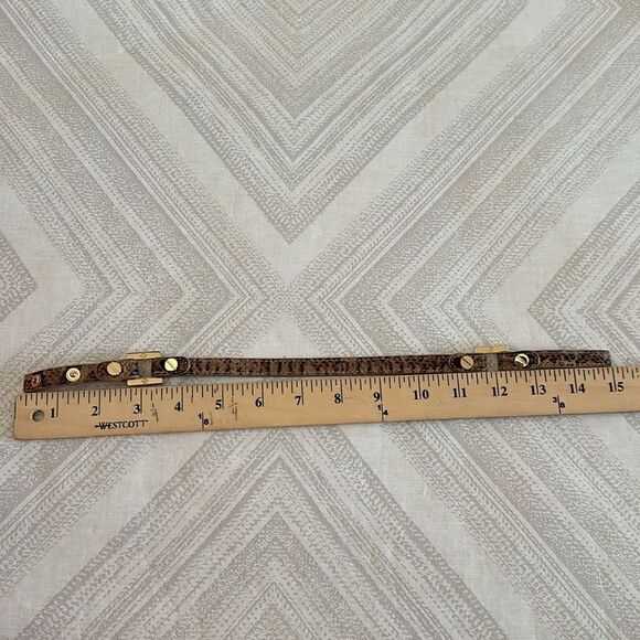 Tory Burch Brown/Tan Animal Print Leather w/ Gold Grommets Double Wrap Bracelet - Picture 8 of 8